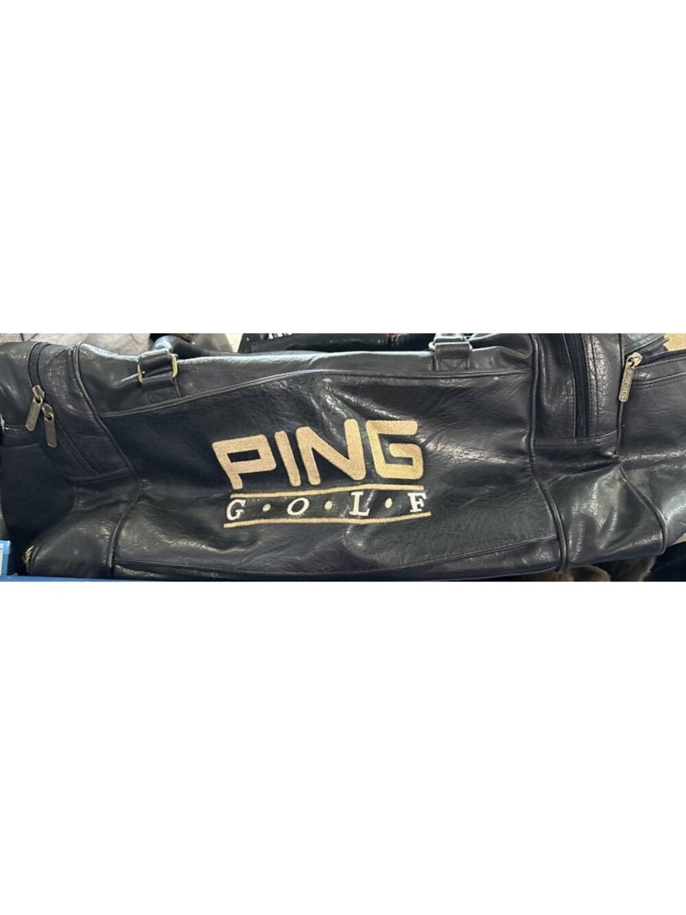 Vintage Ping Golf Black Leather Large Duffle Bag With Strap